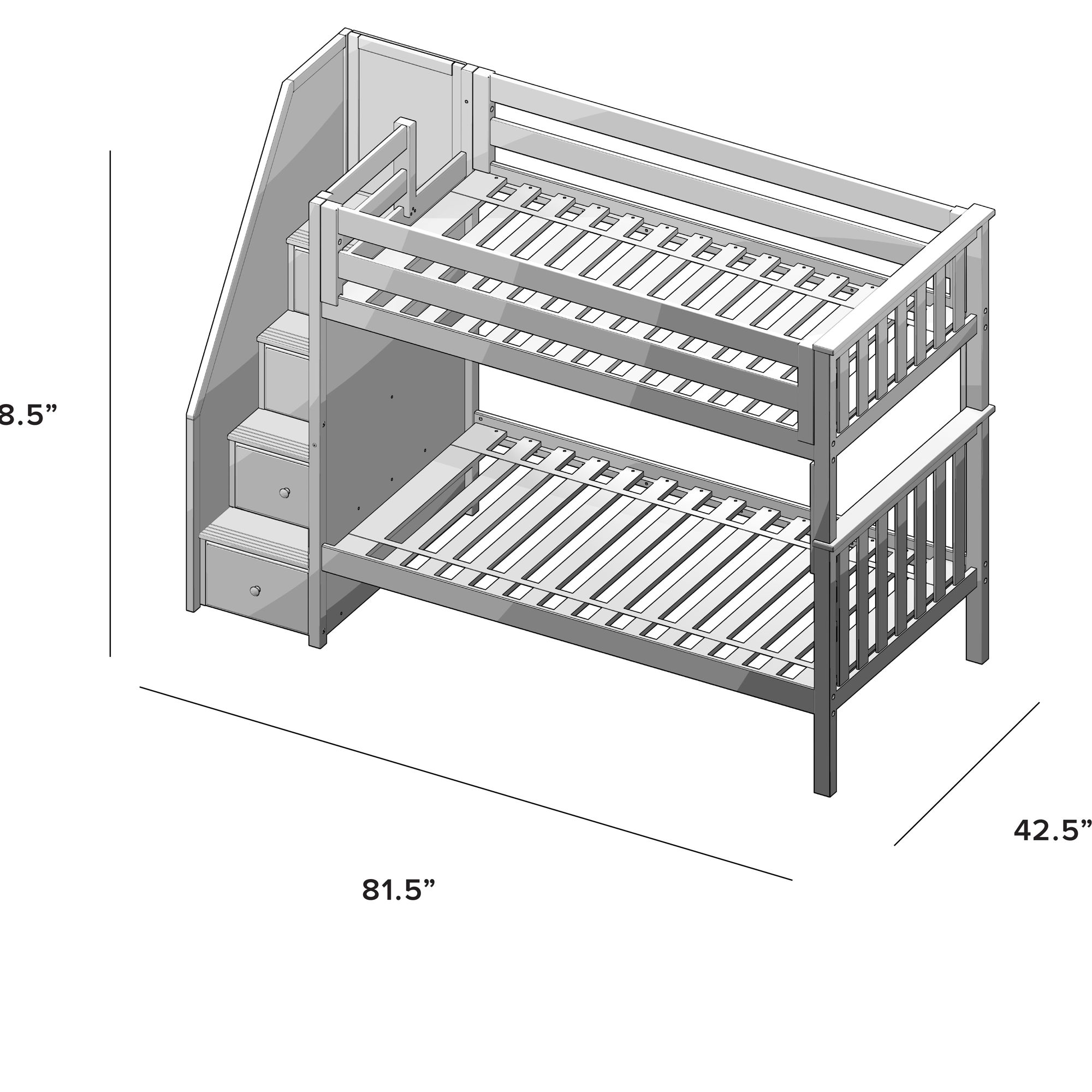 Jackpot Kids Sunderland Twin Over Twin Bunk Bed with Storage Drawers