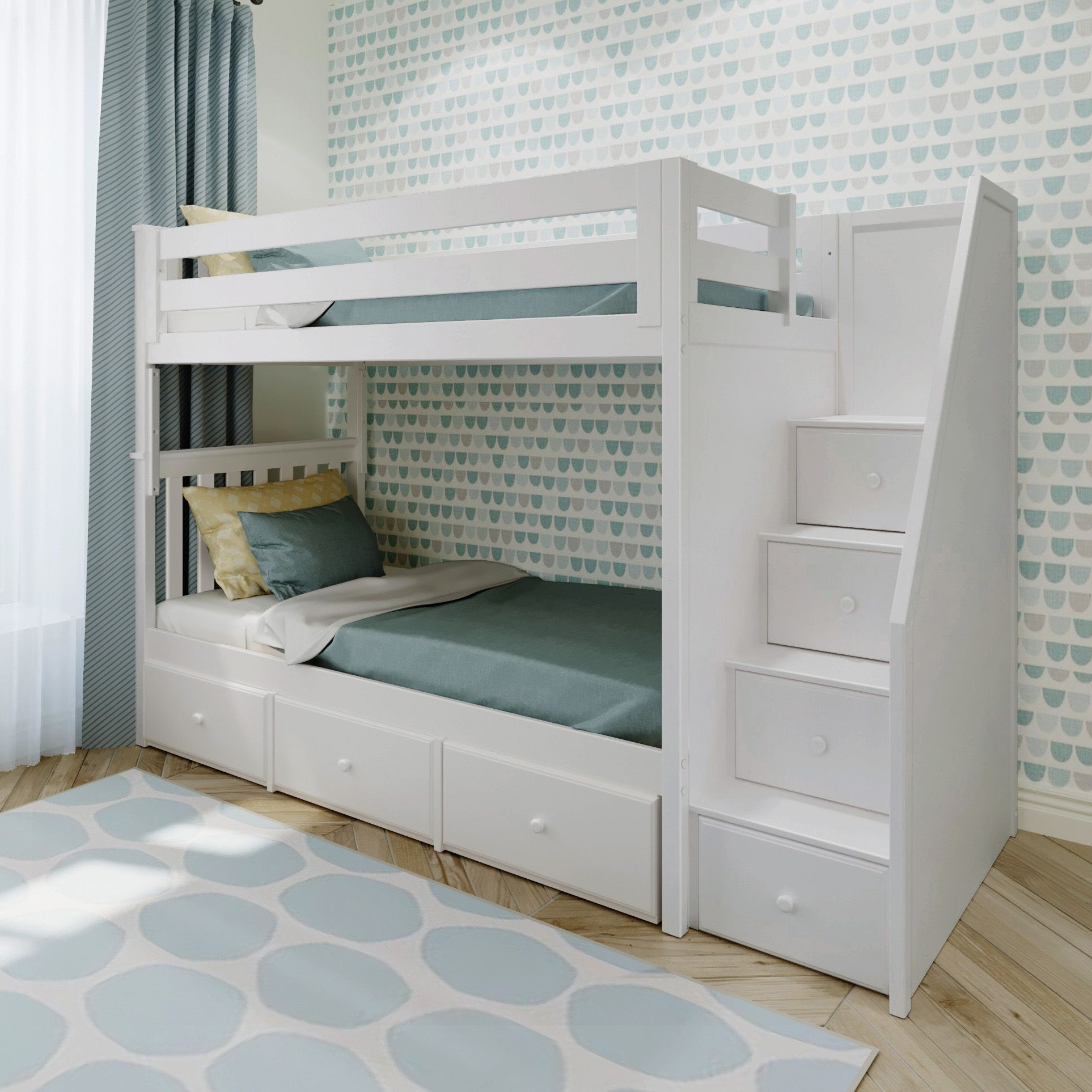 Twin Over Twin Bunk Bed with Storage Drawers