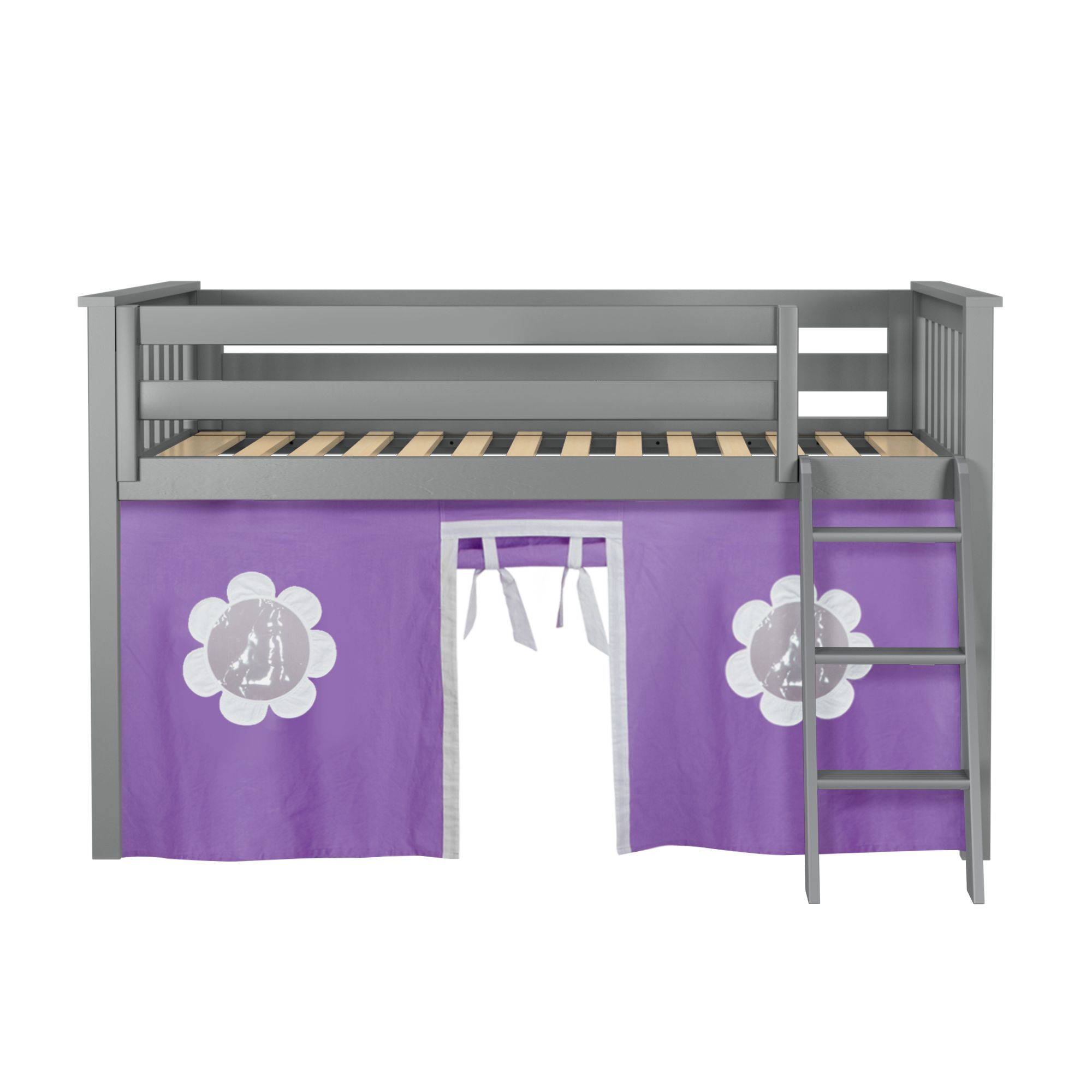 Youth Twin Play Loft Bed w/Purple Curtains