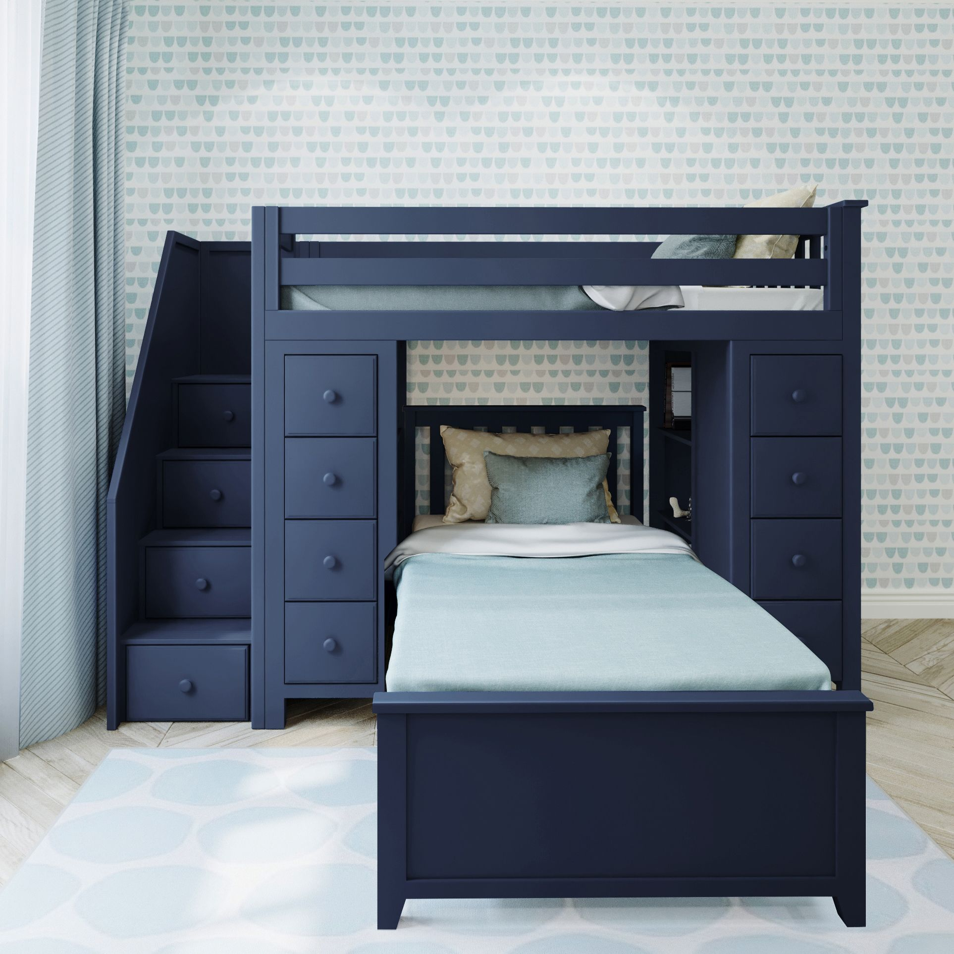 Chester Youth Storage Bed w/Stairs &amp;Twin Bed