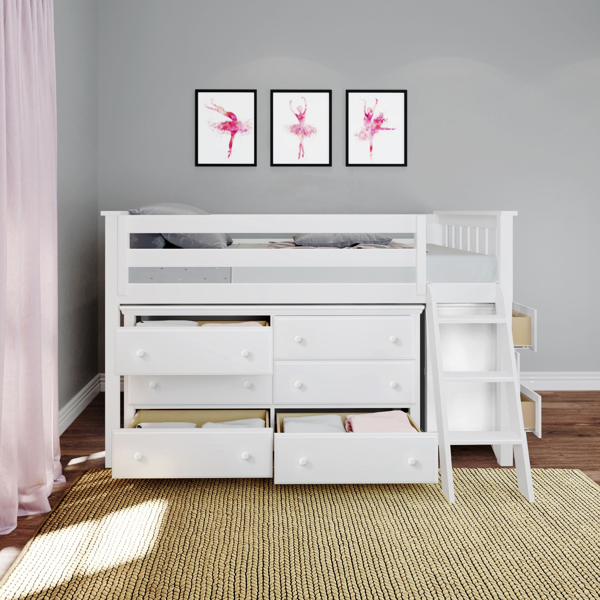 Windsor Youth Twin Loft Bed w/2 Dressers