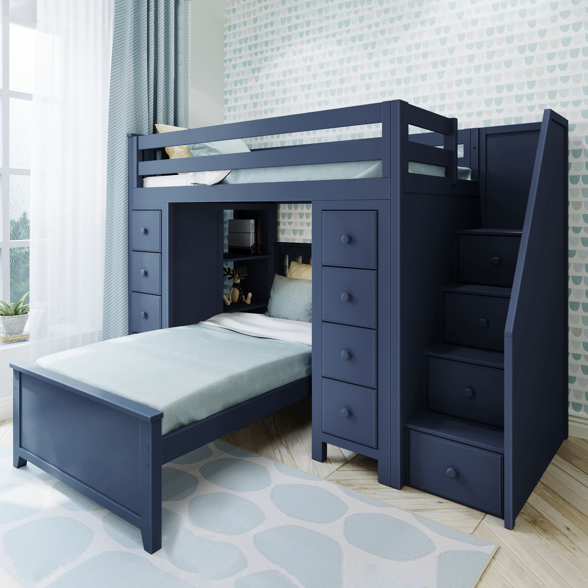 Chester Youth Storage Bed w/Stairs &amp;Twin Bed