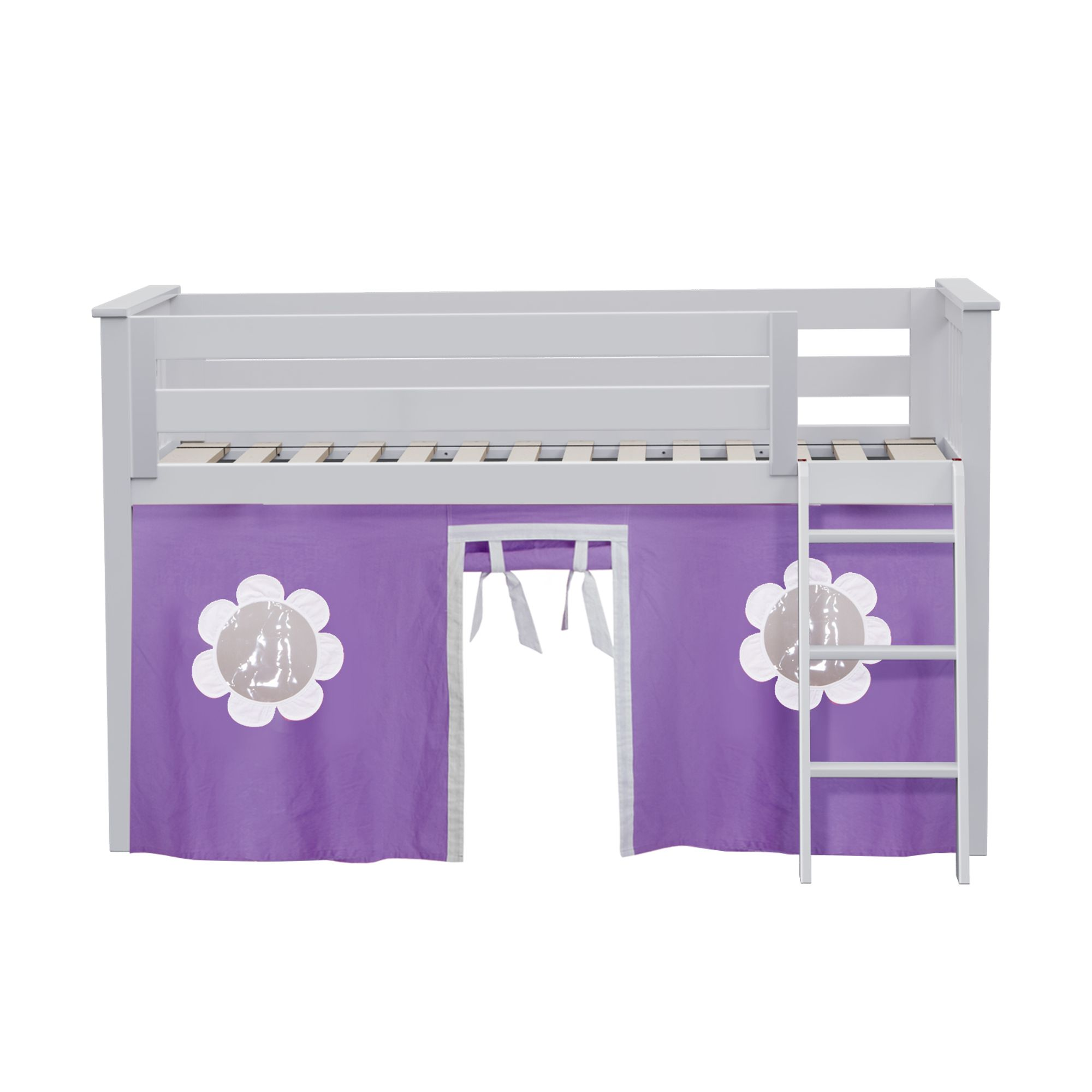 Youth Twin Play Loft Bed w/Purple Curtains