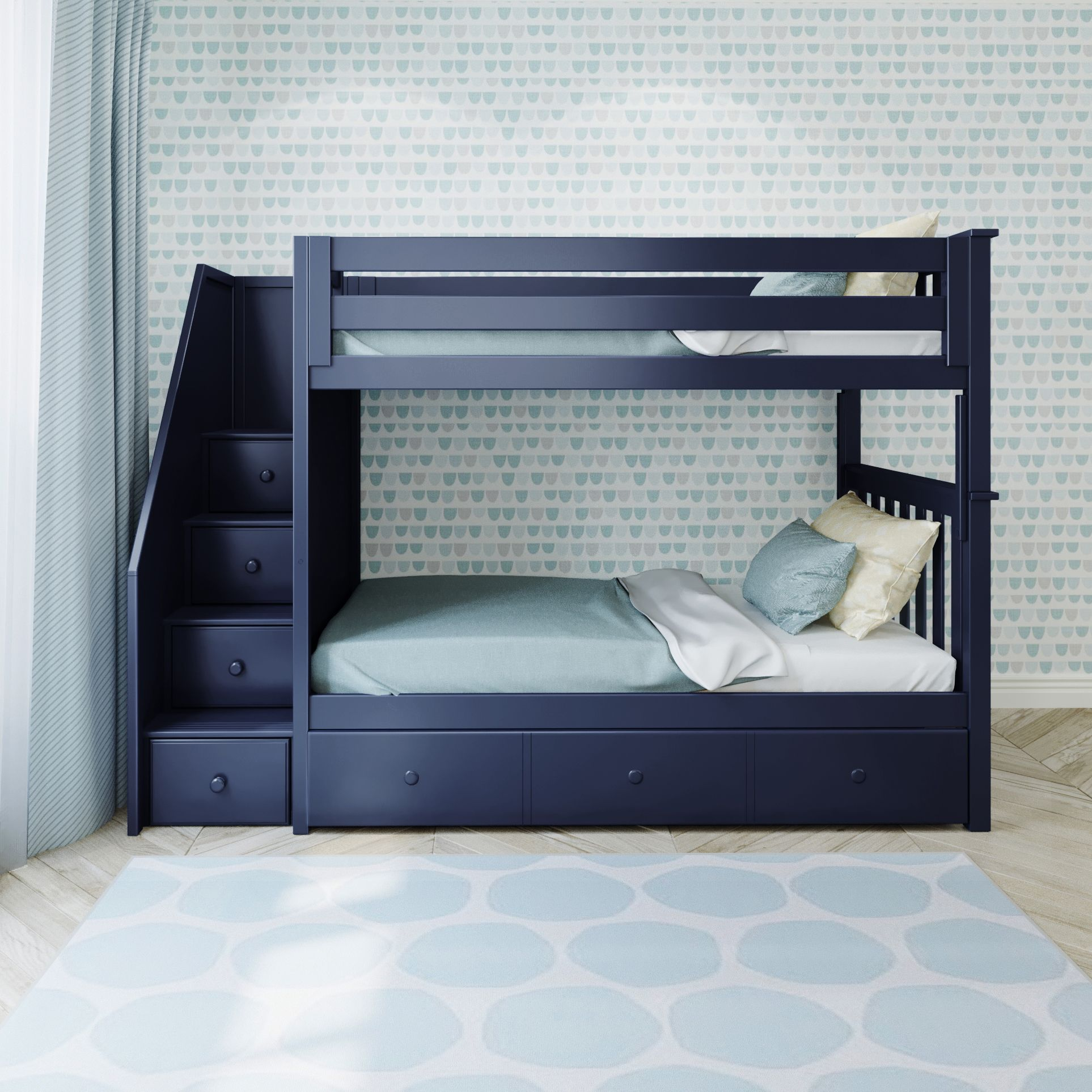 Twin Over Twin Bunk Bed with Trundle