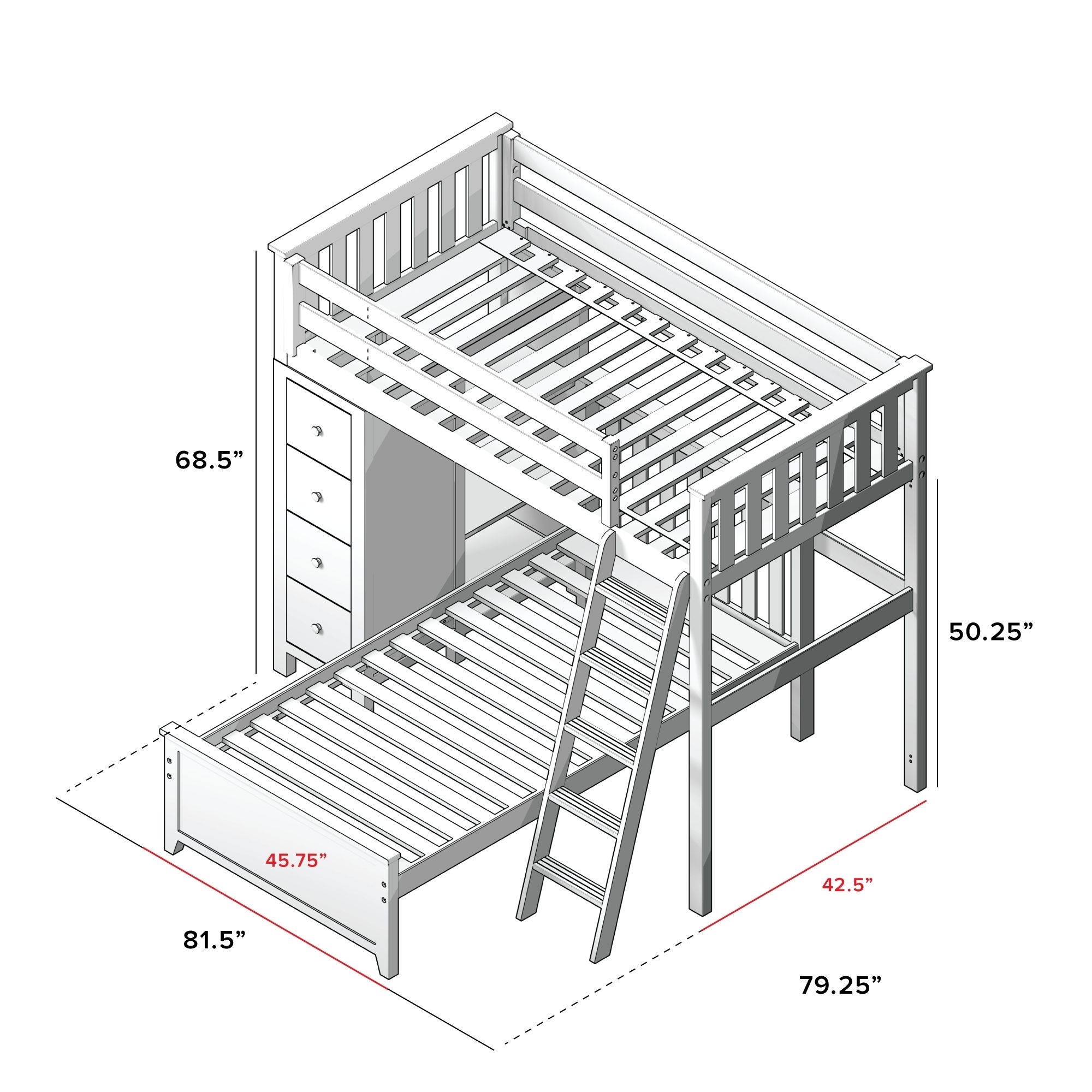 Edinburgh All In One Loft Bed w/Storage
