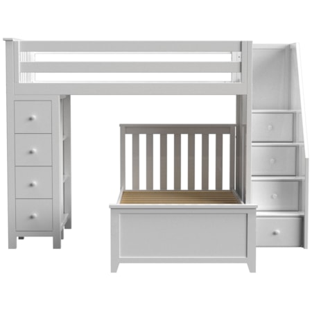 Oxford Youth Storage Loft Bed w/Staircase