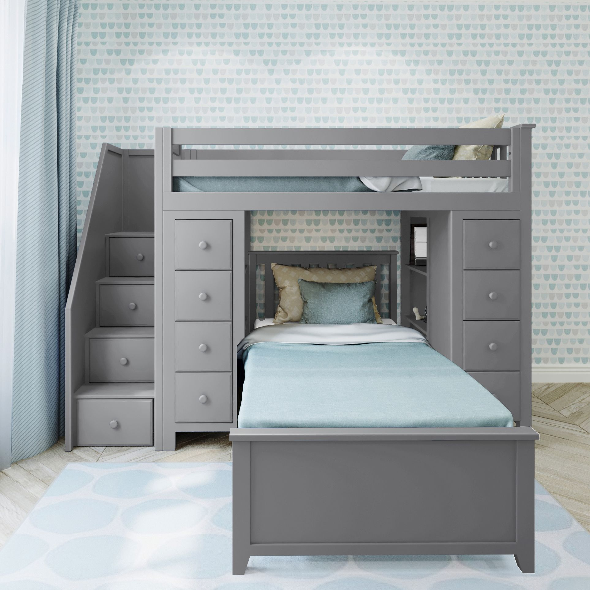 Chester Youth Storage Bed w/Stairs &amp;Twin Bed