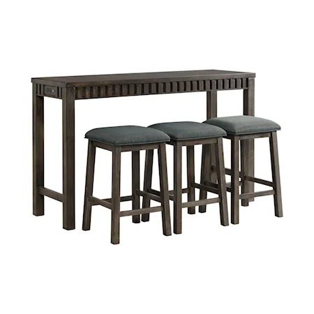 Transitional Bar Table Set with 3 Stools
