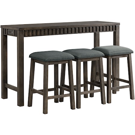 Transitional Bar Table Set with 3 Stools