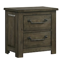 Modern Farmhouse 2-Drawer Nightstand with USB Ports