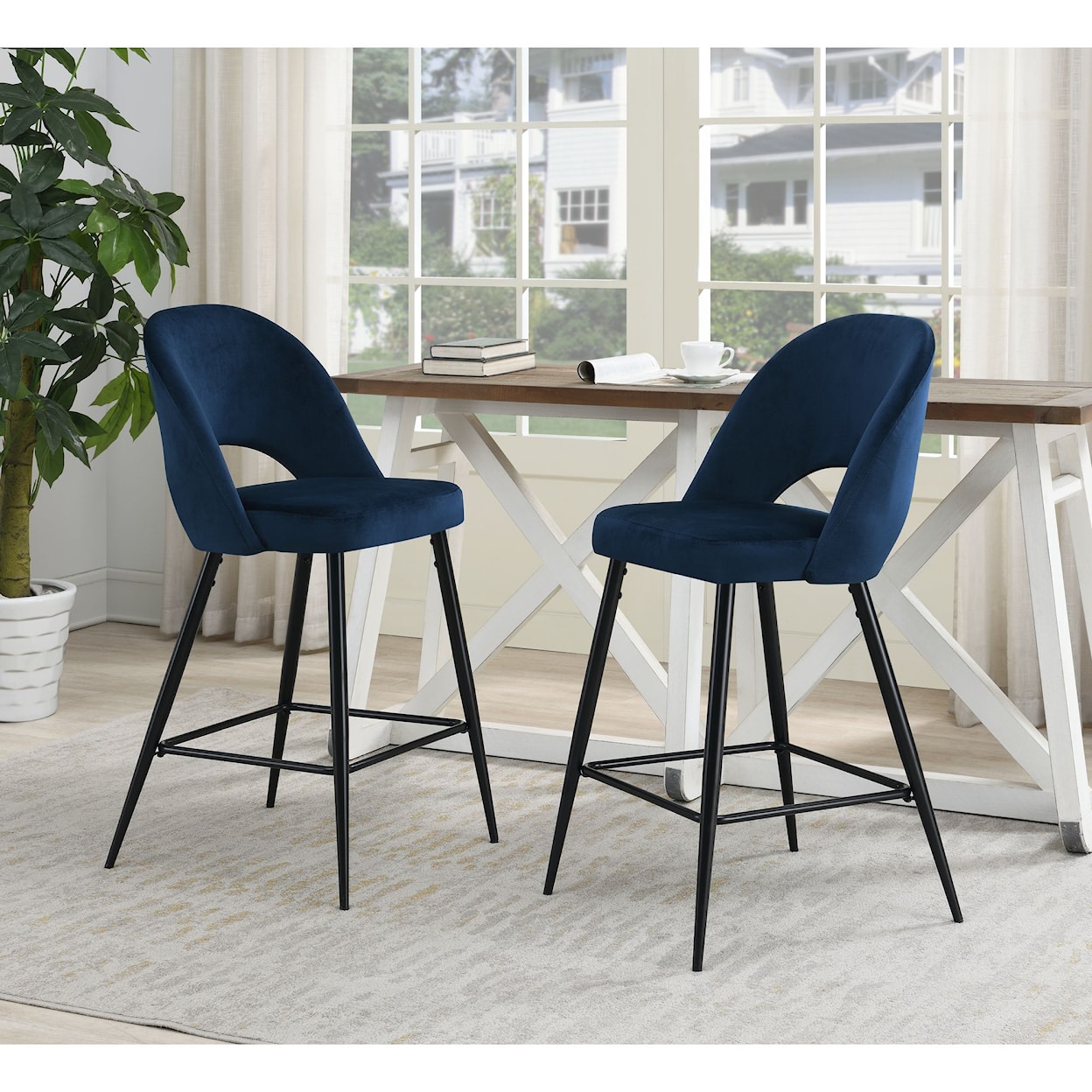 Elements Kendall Black Leg Set of 2 Bar Stools