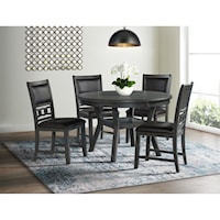 Transitional 5-Piece Dining Set with Faux Leather Side Chairs