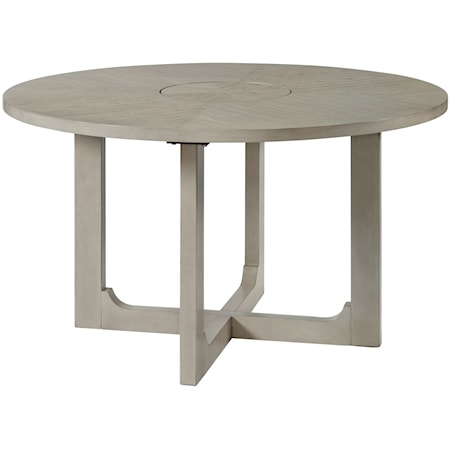 Contemporary Round Gray Dining Table with Lazy Susan