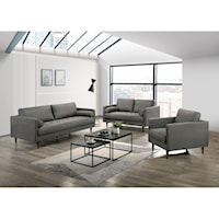 Sampson Loveseat In Apollo Dark Grey D26 W/2 Self Arm Pillows