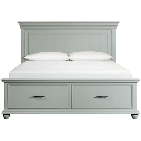 Transitional King Platform Storage Bed