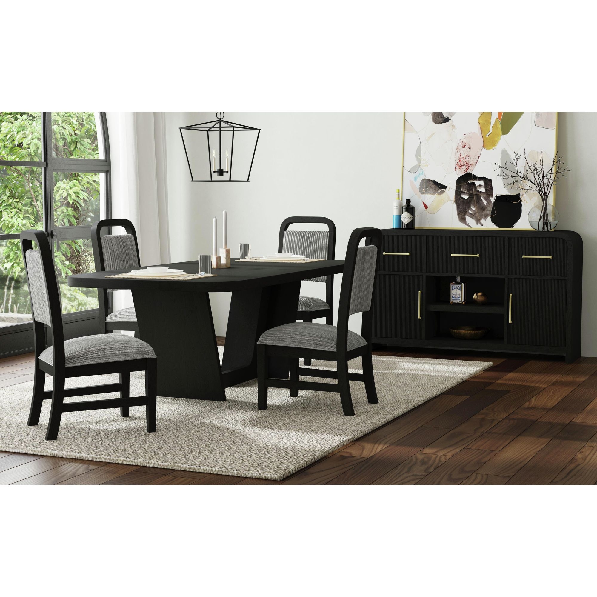 5Pc Standard Height Dining Set In Black