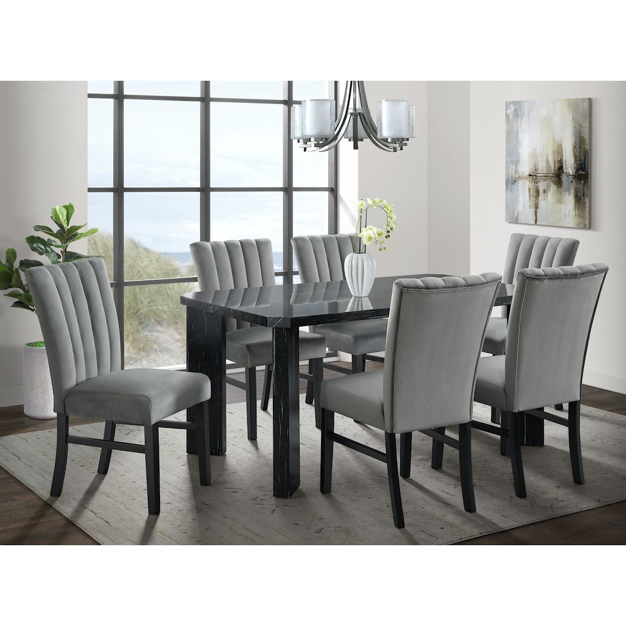 Elements International Bellino BELLINO GREY VELVET SIDE CHAIR |