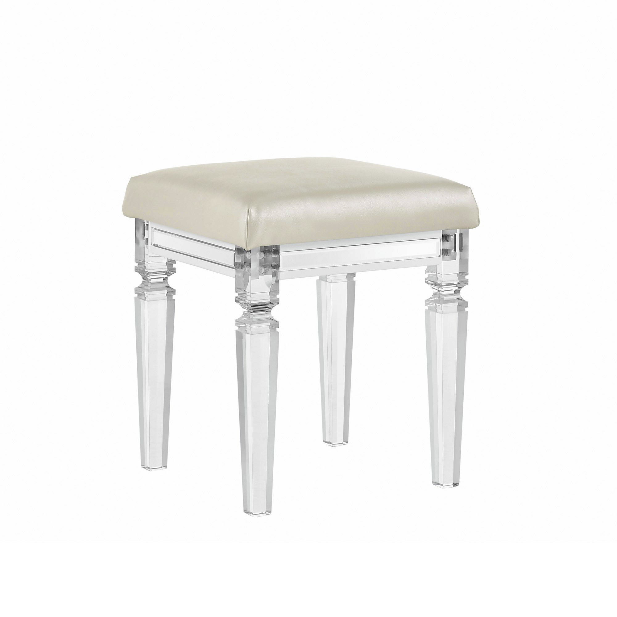 Vanity Stool W/ Acrylic Leg White