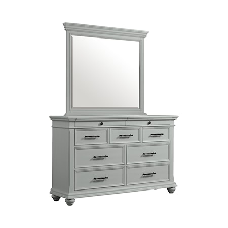 Dresser and Mirror Set