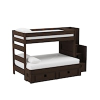 Cali Kids Complete Twin Over Full Bunk With Staircase and Trundle in Brown