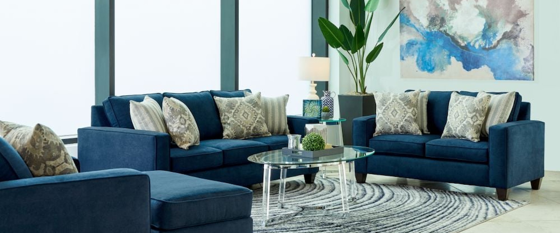 Transitional 2-Piece Sofa and Loveseat Set