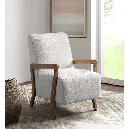 Contemporary Accent Chair with Wooden Frame and Faux Sheep Fur