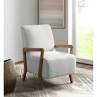 Contemporary Accent Chair with Wooden Frame and Faux Sheep Fur