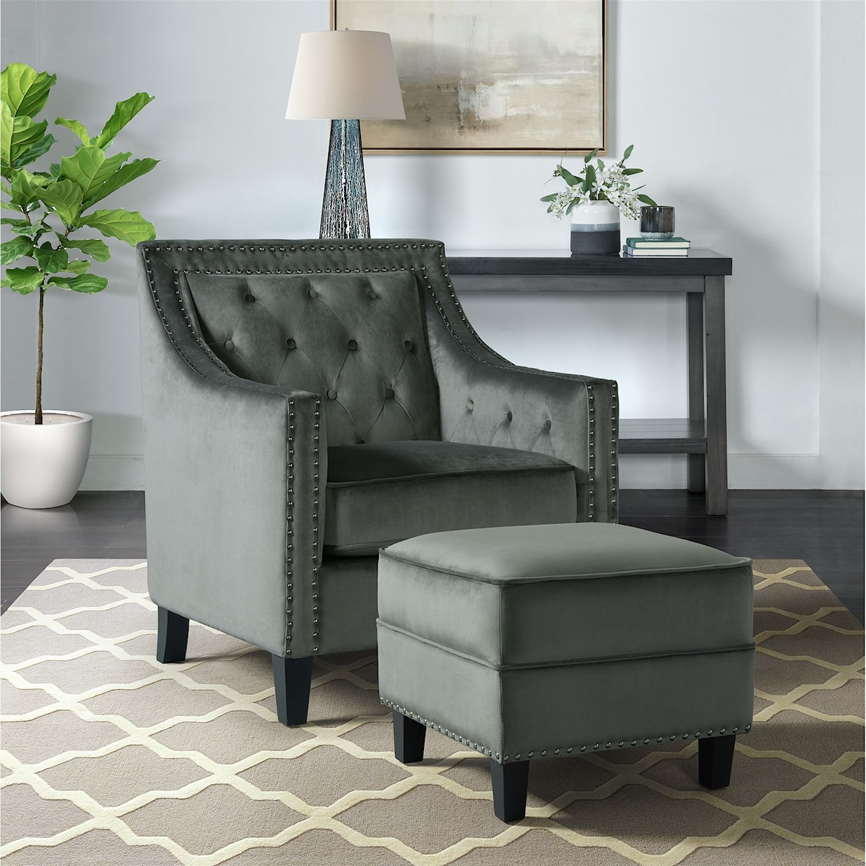 Elements International Tiffany Ottoman