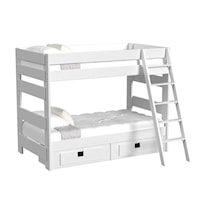 Cali Kids Complete Twin Over Twin Bunk With Ladder and Trundle in White