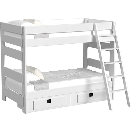 Cali Kids Complete Twin Over Twin Bunk With Ladder and Trundle in White