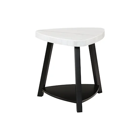 Contemporary End Table with White Marble Top