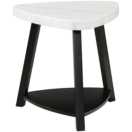 Contemporary End Table with White Marble Top