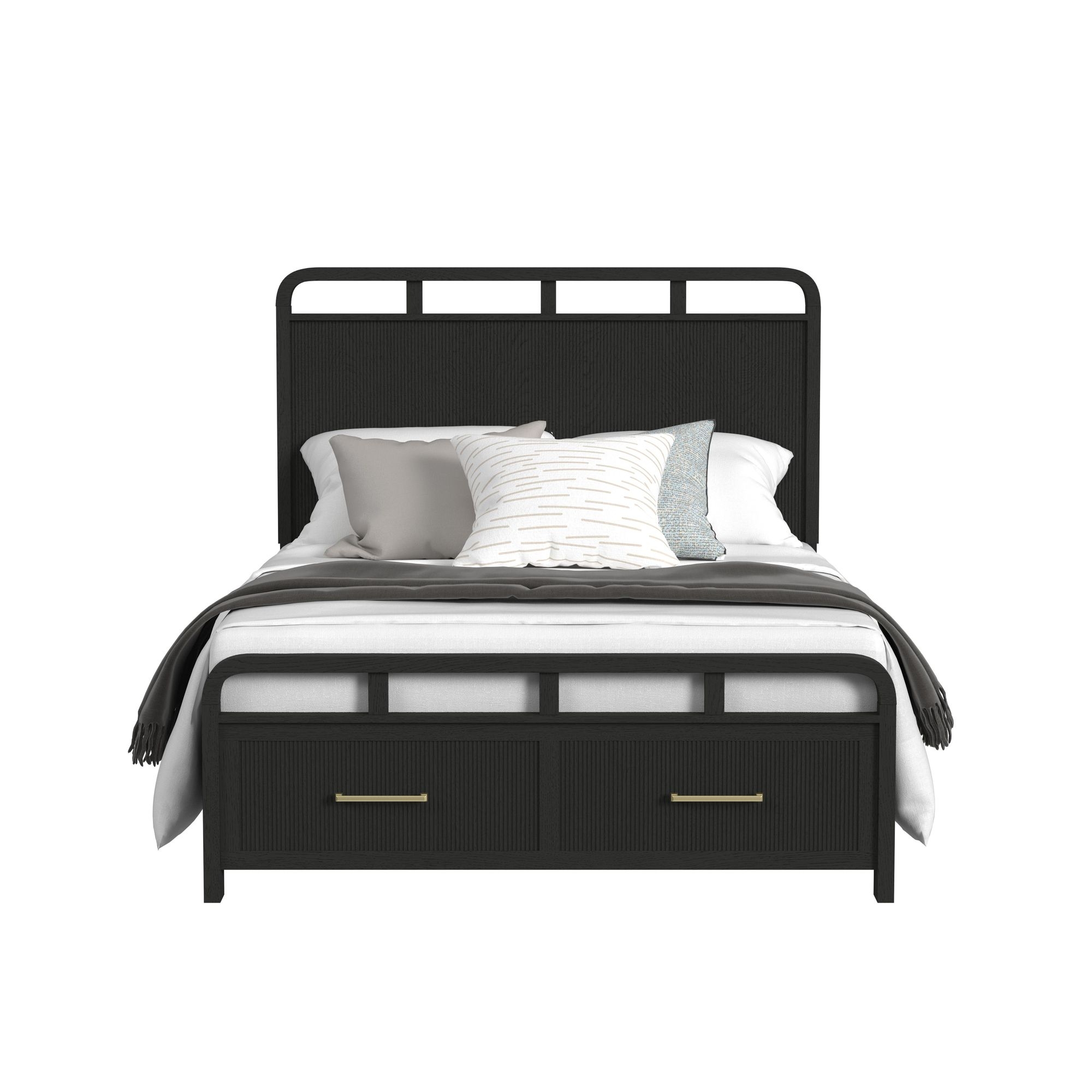 Elements International Ridgemont Full Storage Bed In Black With Grain