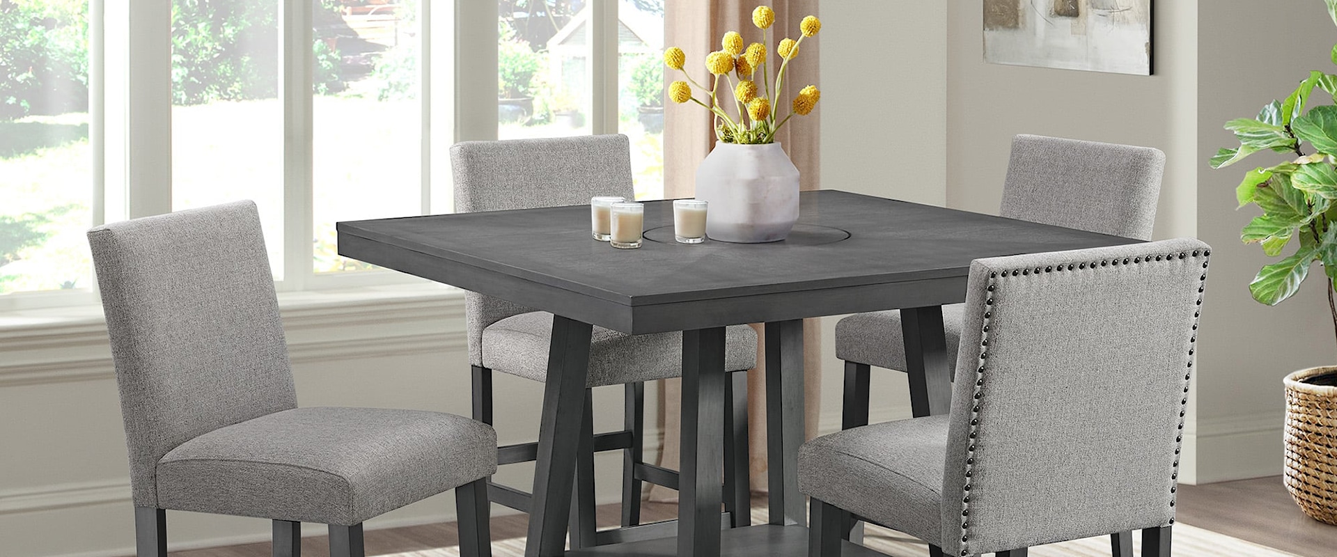 Transitional 5-Piece Counter Height Dining Table Set