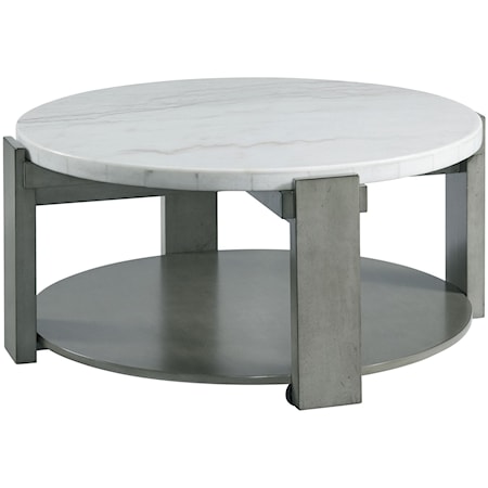 Contemporary Round Coffee Table with Lower Shelf