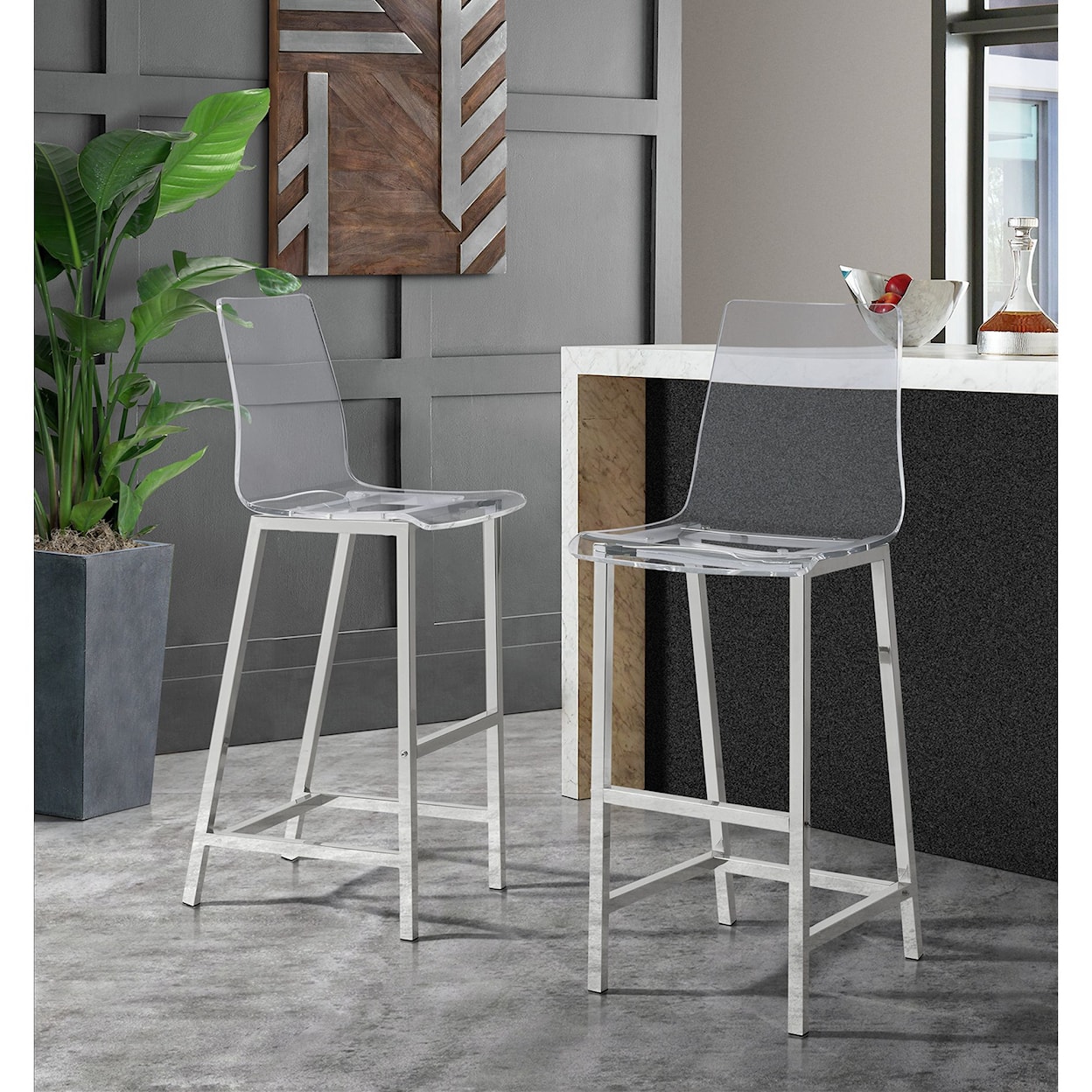 Elements International Zeus Acrylic Barstool Set