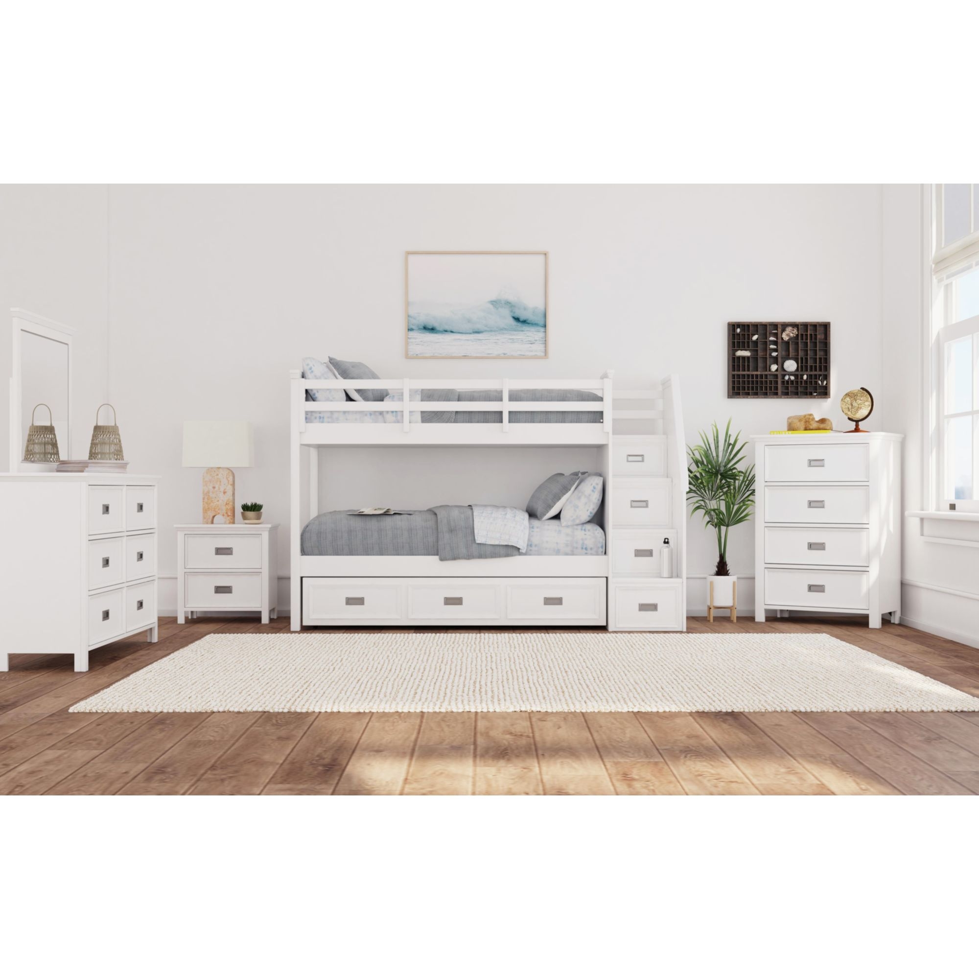 5-Piece Twin Over Twin Bunk Bedroom Set