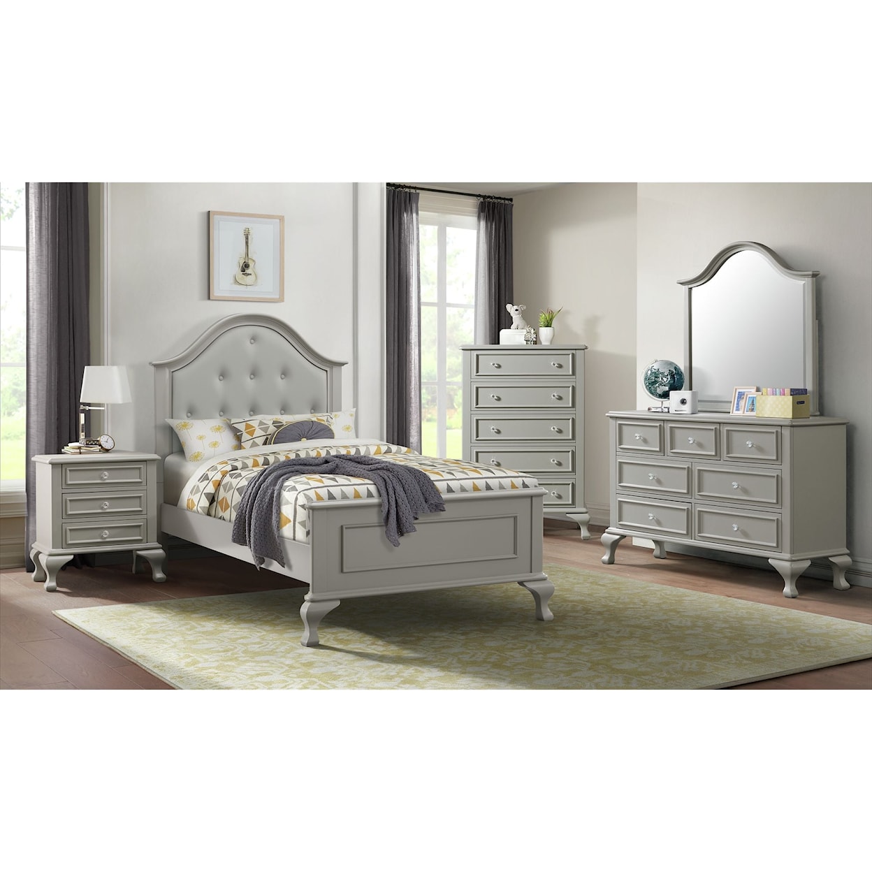 Elements International Jesse Nightstand in Grey (3A packing)