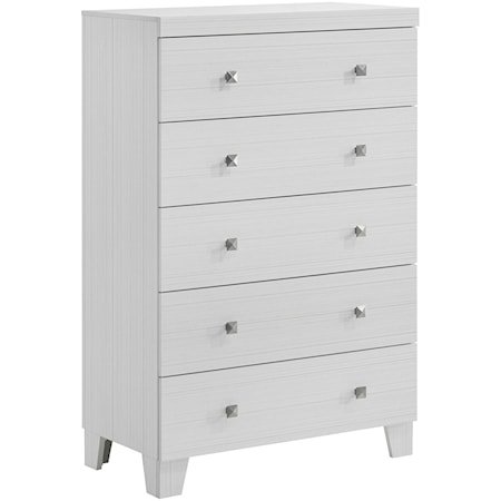 Glam 5-Drawer Bedroom Chest with Tapered Feet