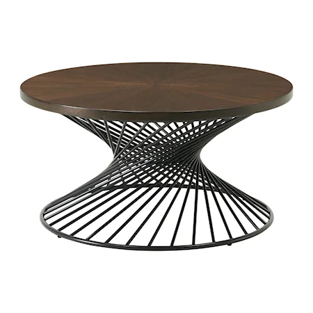 Industrial Coffee Table with Twisted Metal Base