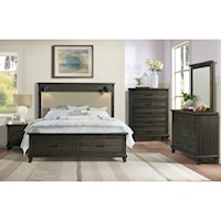 Colorado King Storage Bed With Lights In Dark Brown
