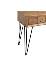 Elements International Boone Square End Table with Metal Legs and Pullout Tray