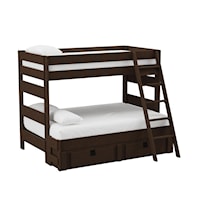 Cali Kids Complete Twin Over Full Bunk With Ladder and Trundle in Brown