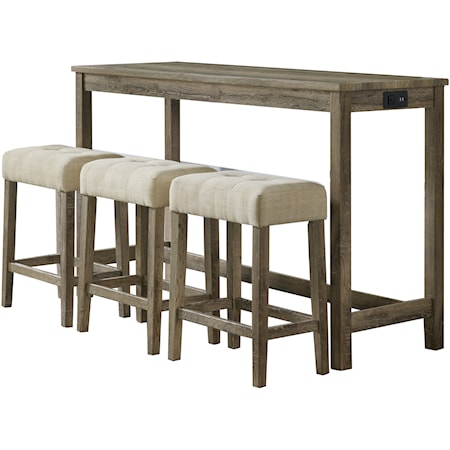 Transitional Counter Height Dining Set with USB Ports