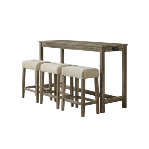 Transitional Counter Height Dining Set with USB Ports