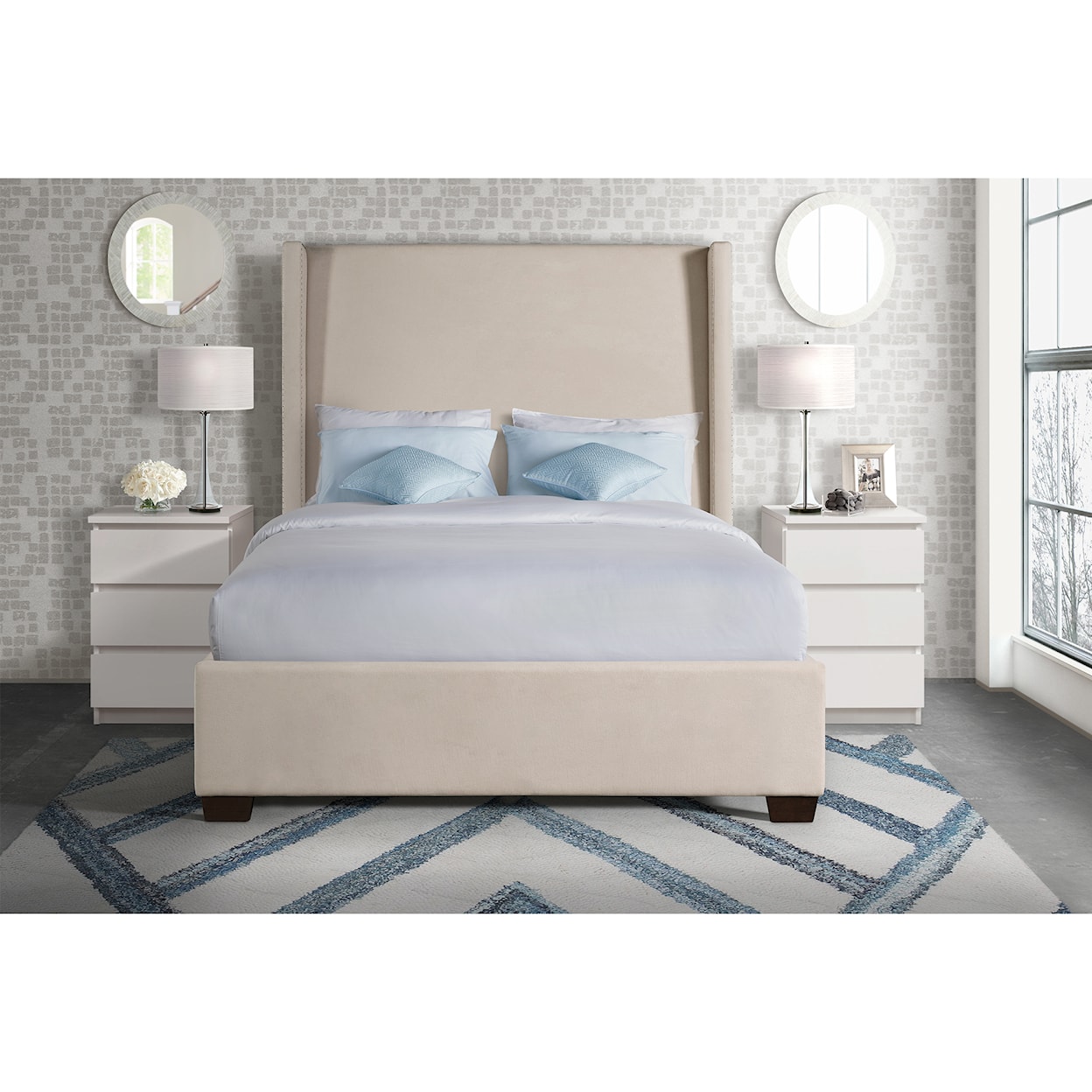 Elements International Magnolia King Upholstered Bed
