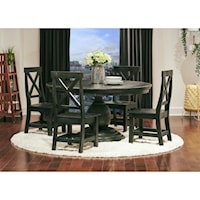 Rustic 5-Piece Round Table Dining Set