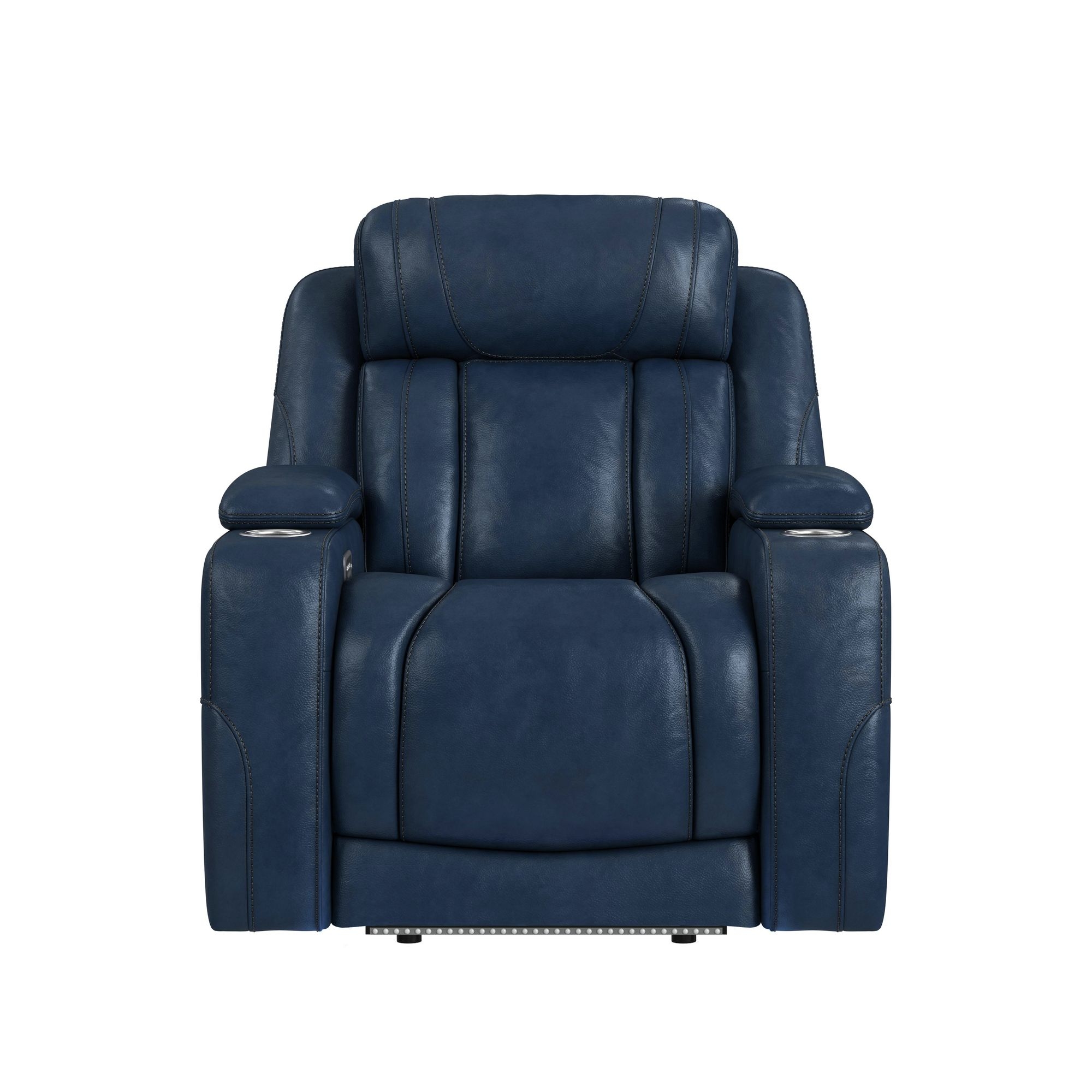 P3 Recliner With Led In Leather Gel Navy