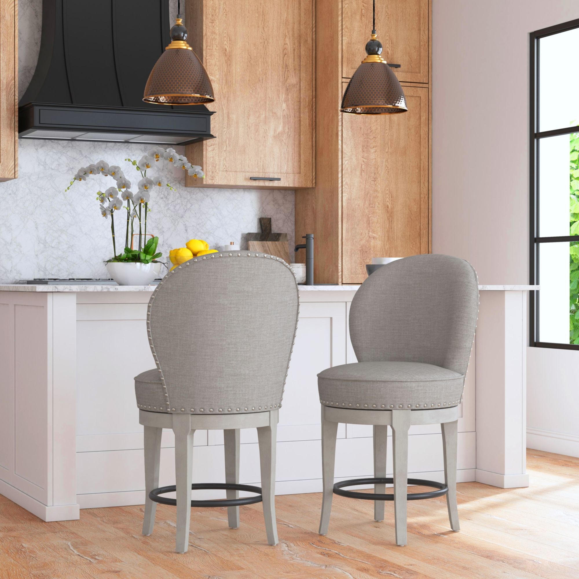 Elements International Westford Upholstered Swivel Counter Stool