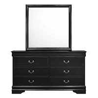 Transitional 6-Drawer Dresser and Mirror Set